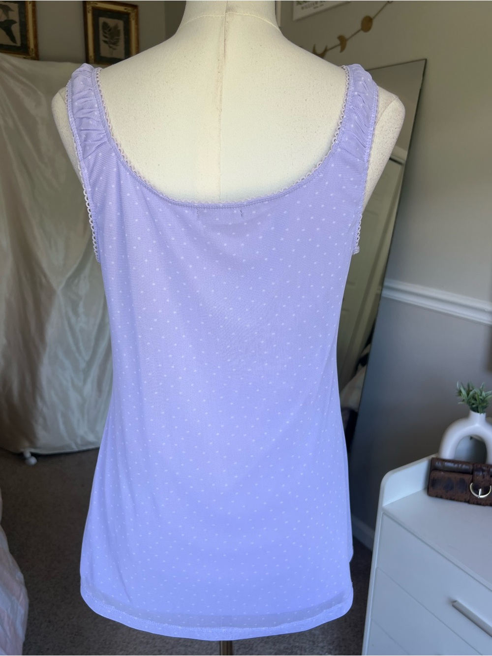 Y2K Lavender Lace Empire Waist Tank - Picture 3 of 4
